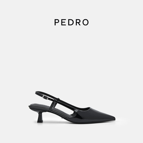 PEDRO牛皮凉鞋Studio系列小猫跟后绊带尖头鞋穆勒鞋PW1-26760095