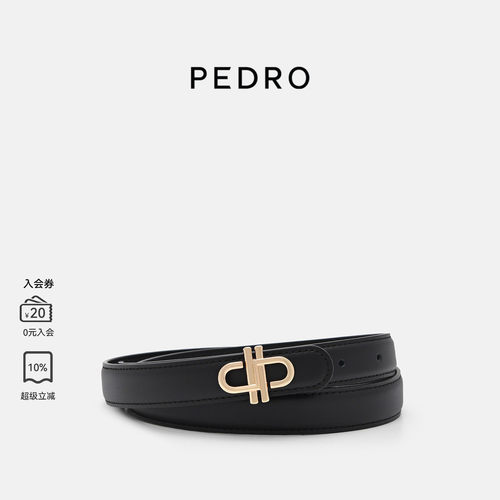 PEDRO女士腰带ICON系列金属饰牛皮针扣细皮带PW3-15940001