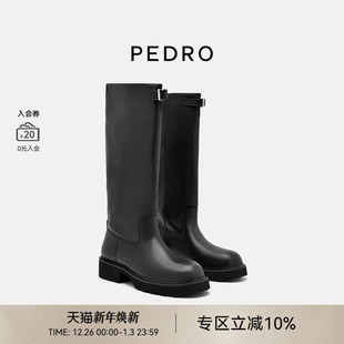 PEDRO牛皮骑士靴25秋季 16050031 V口女靴尼刻系列潮酷长筒靴PW1