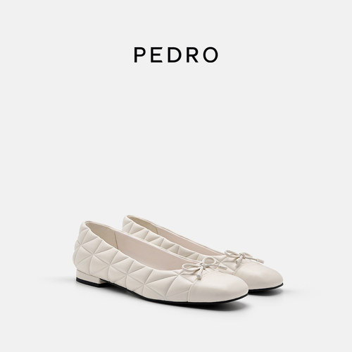 PEDRO羊皮单鞋女士蝴蝶结饰浅口皮鞋低跟鞋通勤鞋PW1-66680060