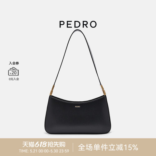 PEDRO单肩腋下包女士鎏金系列Jatte纯色宽肩带HOBO包PW2-75210161