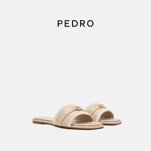 PEDRO方头凉拖26夏季航海系列编织拼接平底拖鞋PW1-66480119-3