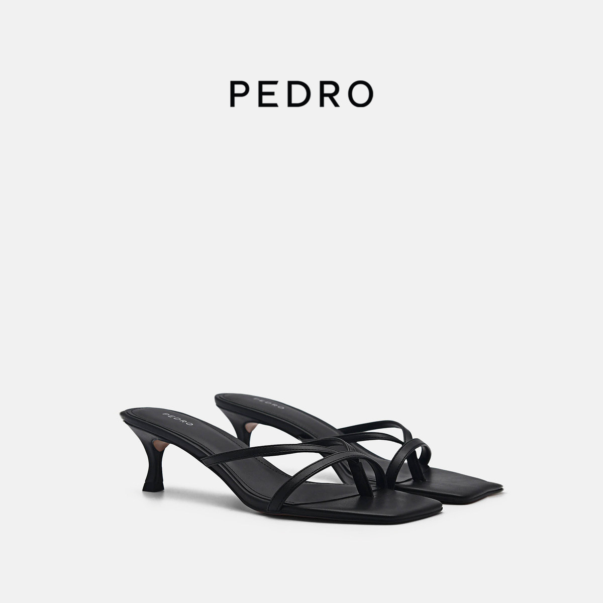 PEDRO夹趾小猫跟凉鞋26夏季女鞋方头舒适不累脚凉拖PW1-26050064