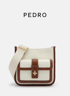 PEDRO宽肩带斜挎包学院风立体形帆布包小方包单肩包PW2-76390112