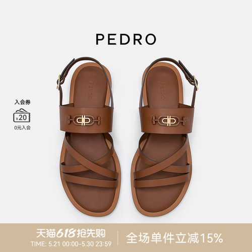 PEDRO平底凉鞋ICON春夏新款交叉带沙滩鞋舒适女鞋PW1-66380041