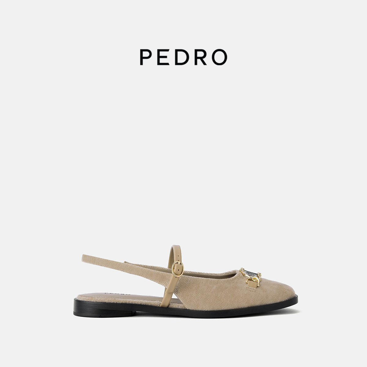 PEDRO圆头玛丽珍鞋单鞋女后绊带平底穆勒鞋PW1-66480107-1