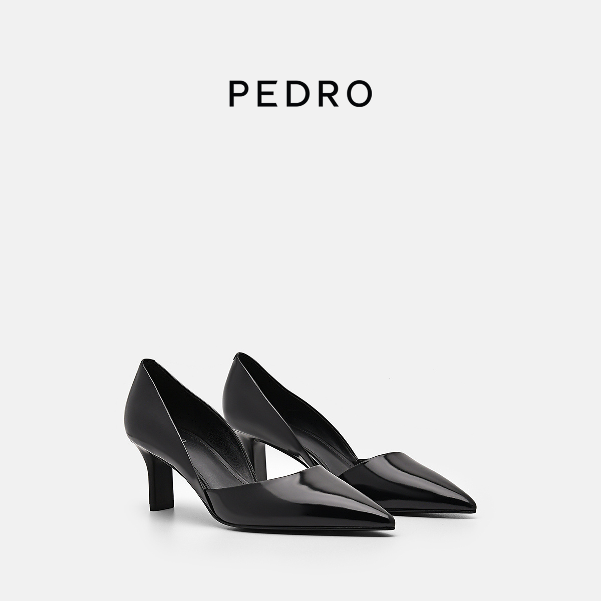 PEDRO牛皮尖头高跟鞋女士小猫跟通勤单鞋PW1-26760086