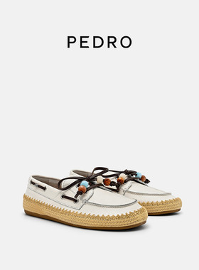 PEDRO草编豆豆鞋26夏季新款女沙颂系列休闲乐福鞋PW1-66600017-3