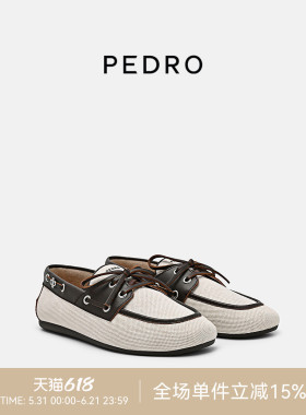 PEDRO牛皮乐福鞋26春季蓝岸系列拼接圆头单鞋PW1-66600017-2