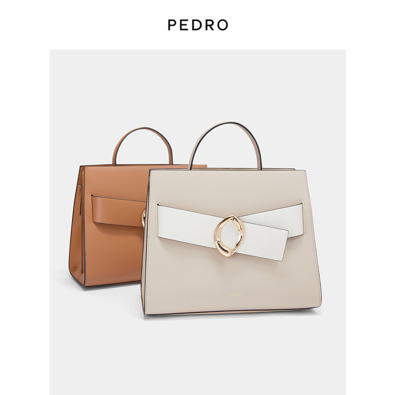pedro大容量手提包女包金属扣带饰单肩包pw2-55210027