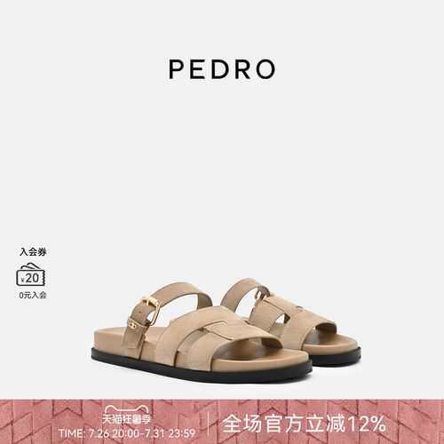 PEDRO牛皮勃肯鞋26夏季新款多排扣舒适凉鞋罗马鞋PW1-65110100