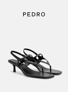PEDRO夹趾高跟鞋26夏季女士漫姿系列方头小猫跟凉鞋PW1-26220095