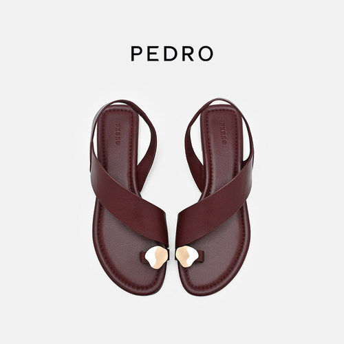 PEDRO牛皮罗马凉鞋26夏季女鞋金属扣饰宽带舒适凉鞋PW1-66380045