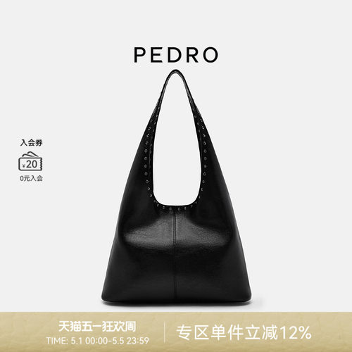 PEDRO铆钉装饰托特包女包简约气质hobo包PW2-36390019