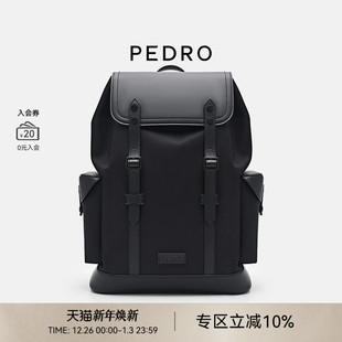 PEDRO双肩包25冬季新款男大容量休闲翻盖抽绳背包PM2-26320159-2