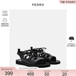 舒适平底露趾女士凉鞋 PEDRO绑带罗马鞋 新款 65110075 24春季 PW1