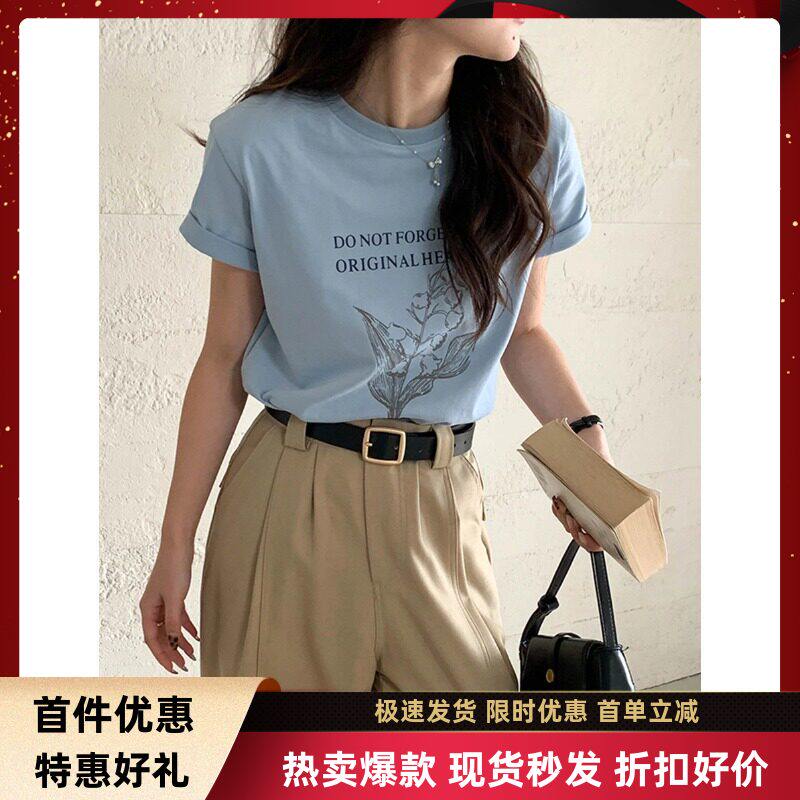 thMorning韩系欧尼复古花朵字母