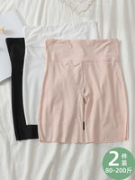 Large-sized safety pants for women, summer, and chubby girls. High-waisted and curvaceous two-in-one, ice silk 5-inch anti-glare, non-curling edge base shorts thumbnail 8