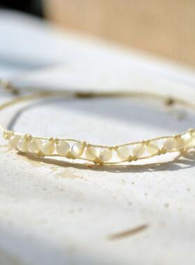 日系巨细巨小白贝母白色手链原创