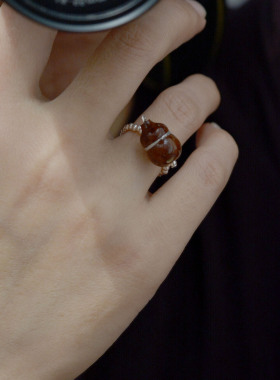 紫金鼠葫芦串珠戒 手工戒指指环925银戒指设计感夸张甜美小众复古