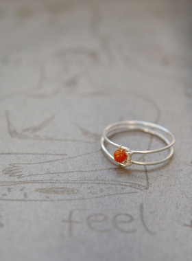 简约日常999足银南红手工戒指