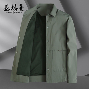 夹克男春秋季新款加大码遮肚子翻领防风中年商务宽松休闲风外套男