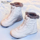 靴女冬季 加绒加厚百搭厚底防水防滑黑色保暖棉鞋 女款 时装 新款 短靴