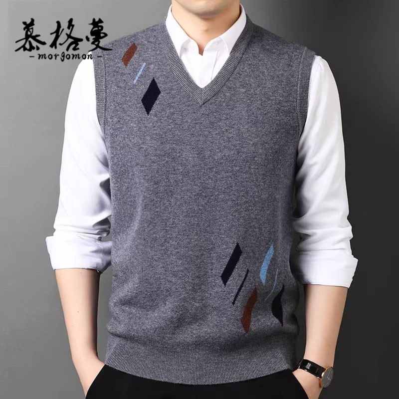 马甲男秋冬季100%纯羊毛加厚款针织衫无袖背心V领保暖坎肩毛衣男,男装,常规马甲,淘宝优惠券,粉丝福利购,淘宝优惠卷