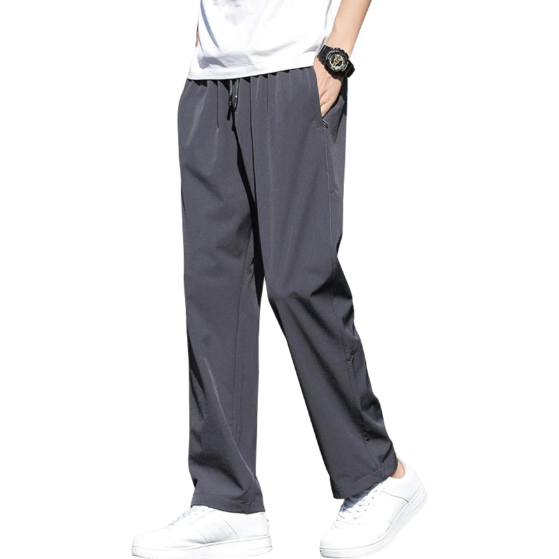 冰絲褲子男夏秋薄款爸爸夏裝休閑褲男直筒寬松中年速干運動長褲男