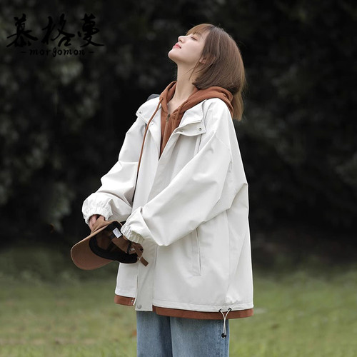 冲锋衣女假两件工装外套2025新款