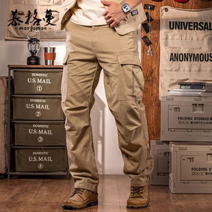 工装裤男2026春秋季新款美式卡其色重磅纯棉直筒长裤男士休闲裤男