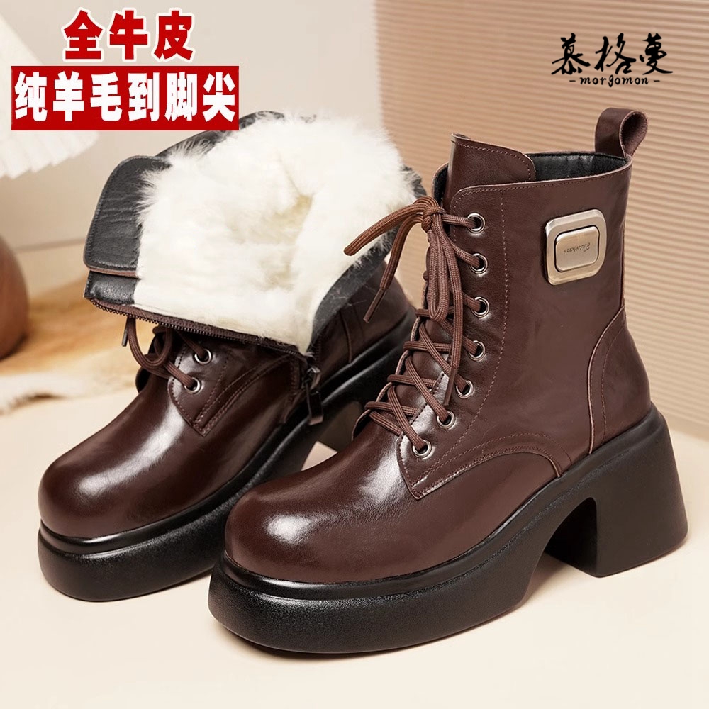 大棉鞋羊毛皮鞋真皮女靴子雪地靴