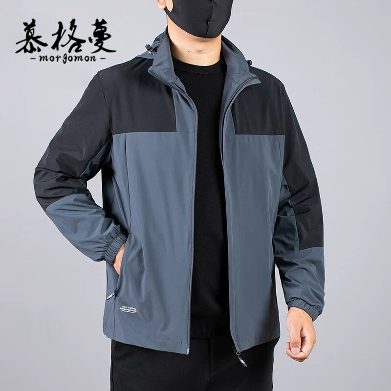 男士大码拼色户外运动夹克
