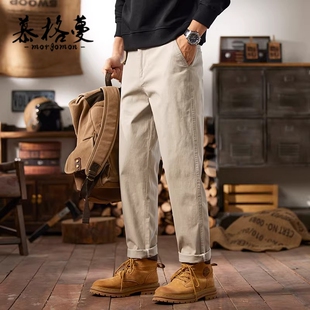 工装裤男春秋季新款美式潮牌宽松直筒复古束脚裤户外休闲裤男士·