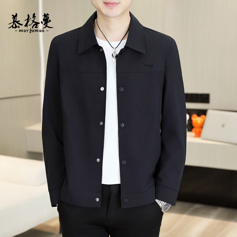 夏季男士翻领冰丝防晒衣轻薄夹克速干休闲工装空调外套中年茄克衫