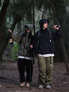 户外冲锋衣男女情侣款秋冬单层防风防水登山服百搭连帽夹克男外套