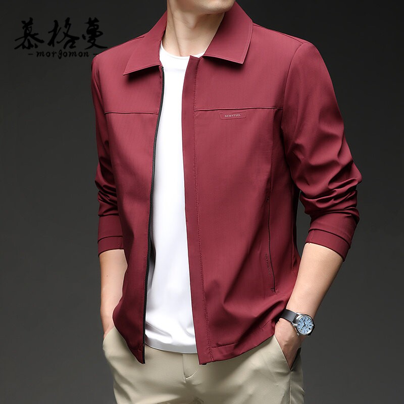 行政夹克男2026新款春秋季商务休闲翻领简约百搭通勤长袖外套男士