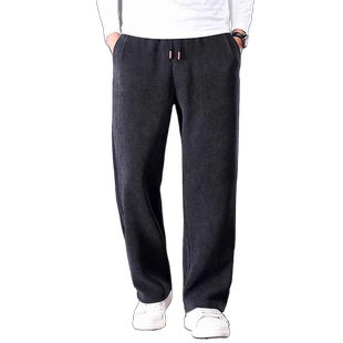 休闲裤男秋冬款松紧腰可系皮带运动裤男中老年爸爸裤子男士阔腿裤