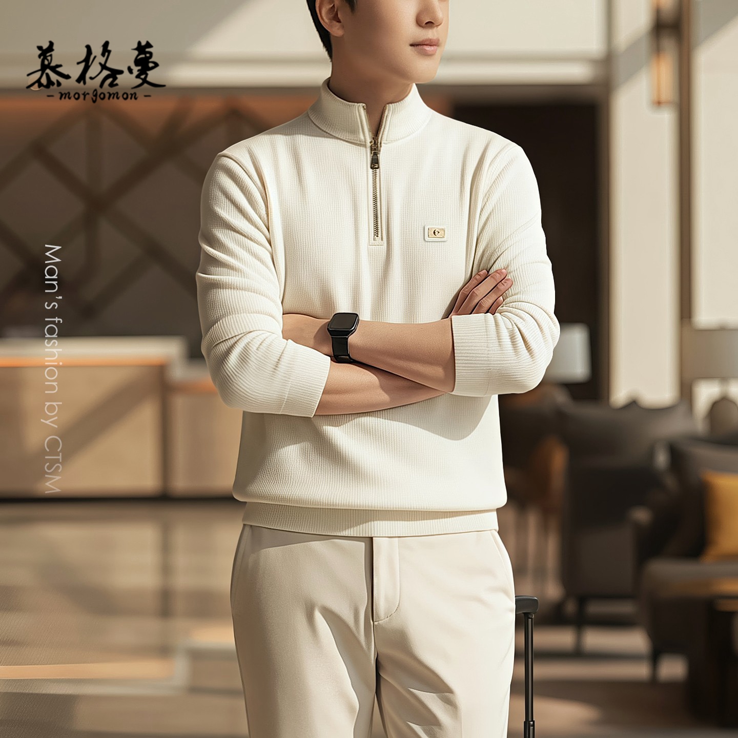 秋冬季新款男士立领半拉链卫衣