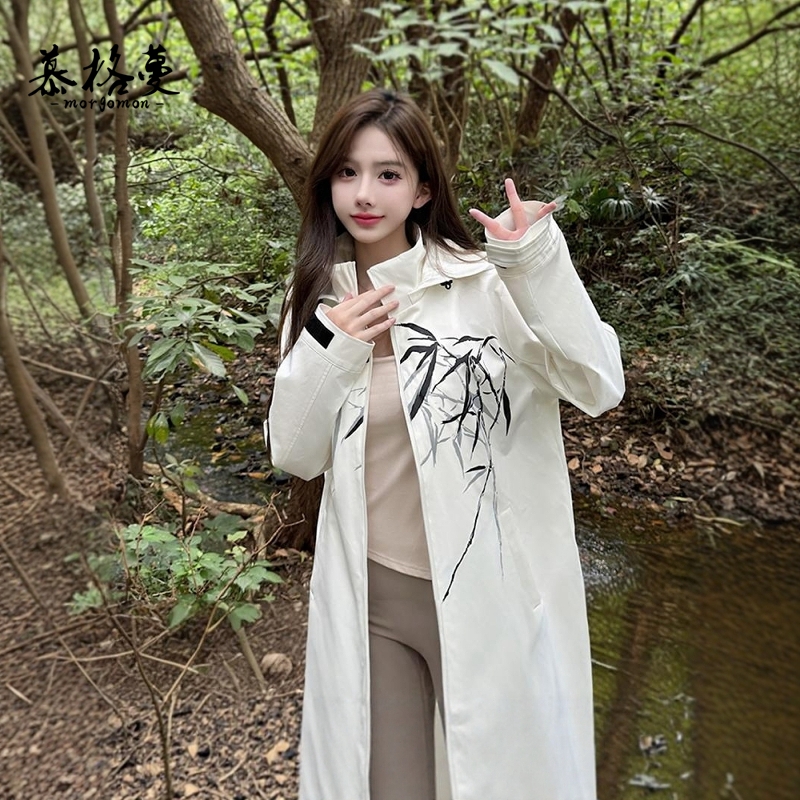 国风山水画外套新中式冲锋衣女