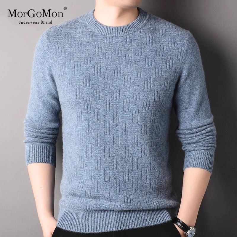 羊绒衫男100%纯羊绒男士圆领