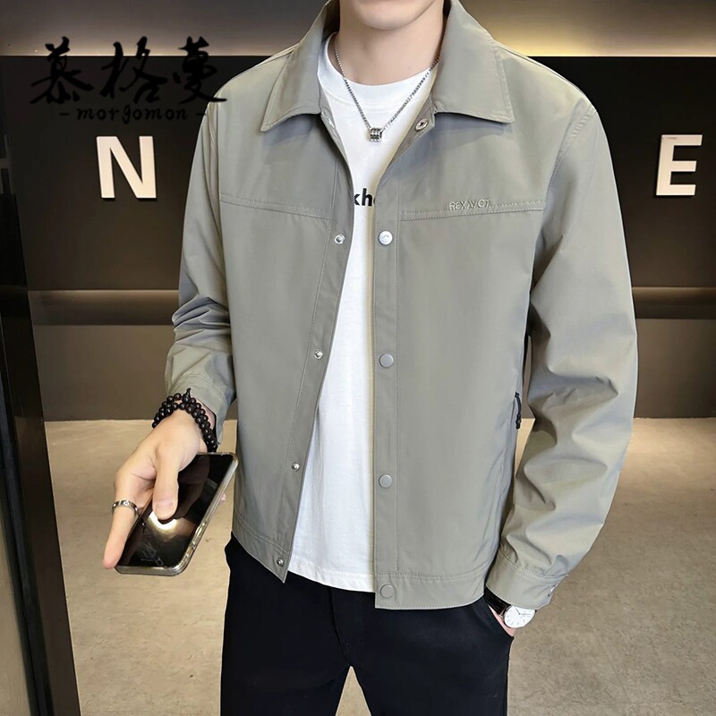 新款轻薄翻领男士商务通勤夹克