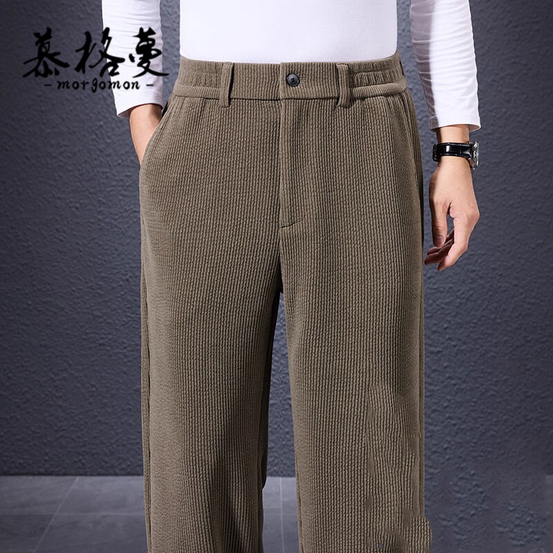 男士加绒加厚阔腿休闲裤
