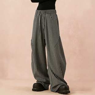 竖条纹直筒拖地 男女款 BCFR美式 复古宽松慵懒松弛感阔腿休闲裤
