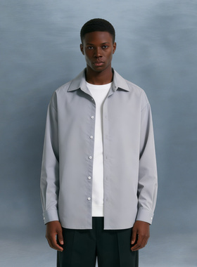 BCFR纯色简约百搭通勤长袖翻领衬衫上衣