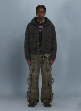 BCFR联名纯色立领白鸭绒羽绒服男女冬季2025潮牌宽松工装外套