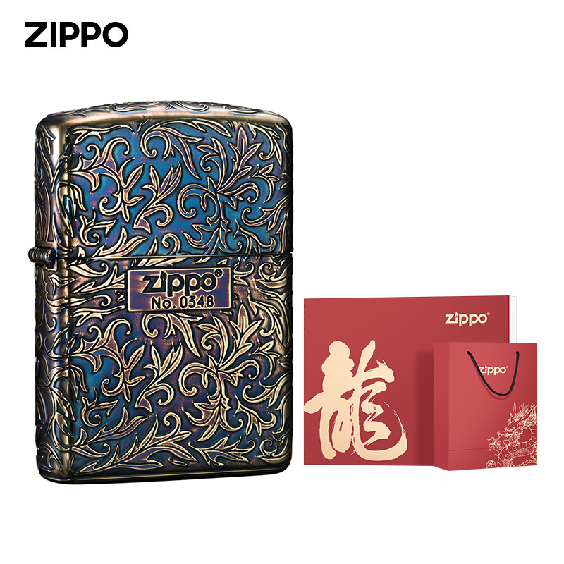 ZIPPO官方旗舰店防风煤油打火机日版原装盔甲熏铜唐草收藏送礼