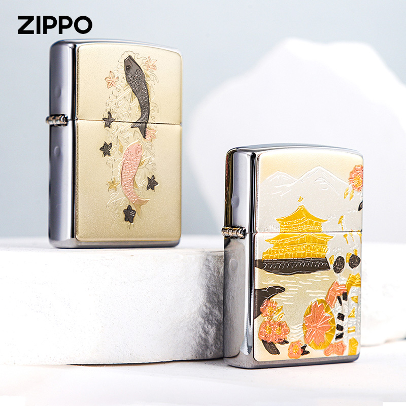 ZIPPO打火机日版黑红锦鲤送礼