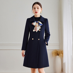 羊毛呢职业大衣女冬中长款外套前台售楼部工作服加棉保暖时尚工装