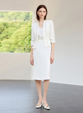 AD职业装套装女秋季减龄气质女神范高端白色西装外套洋气宴会礼服